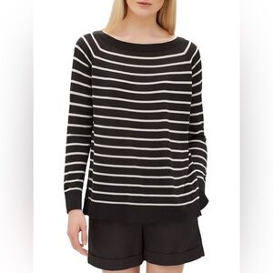 LAFAYETTE 148 New York Stripe Raglan Sweater - Black & “Ash” color - size Large